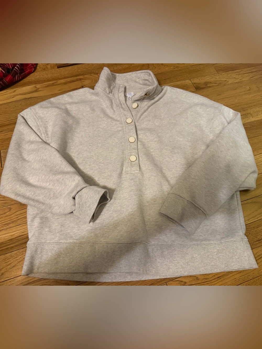 Time and Tru Light Gray Quarter-Snap Pullover
